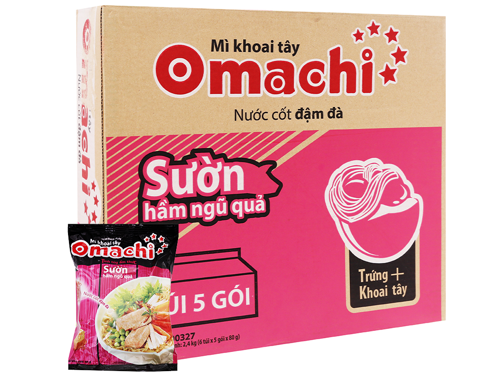 Mì Omachi khoai tây Sườn gói 80g Thùng  30 gói